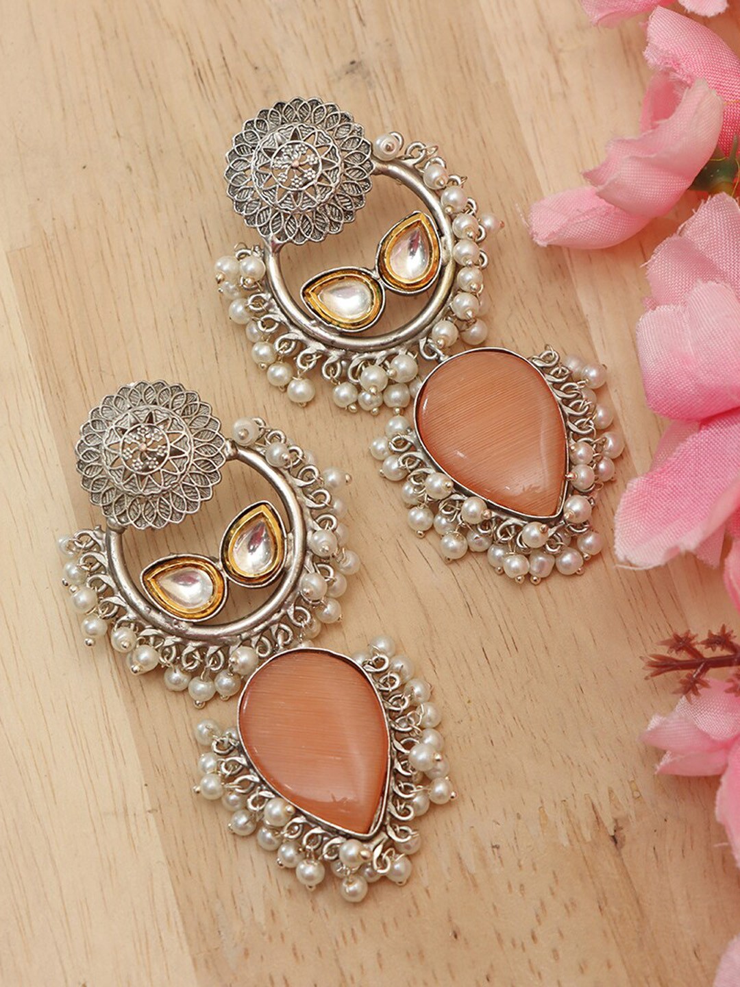 

Ozanoo Silver Plated Contemporary Drop Earrings, Orange