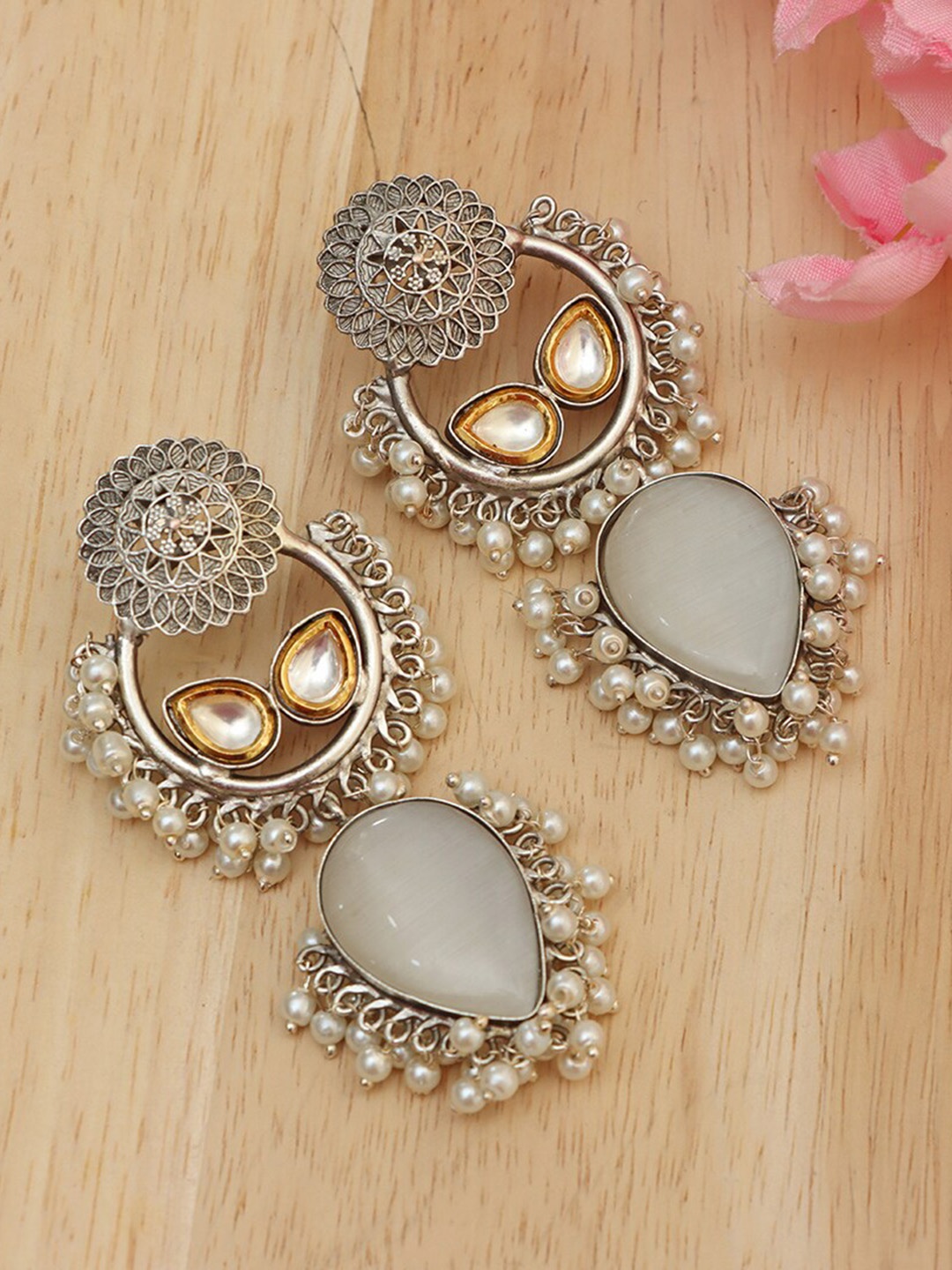 

Ozanoo Silver Plated Contemporary Drop Earrings, Grey