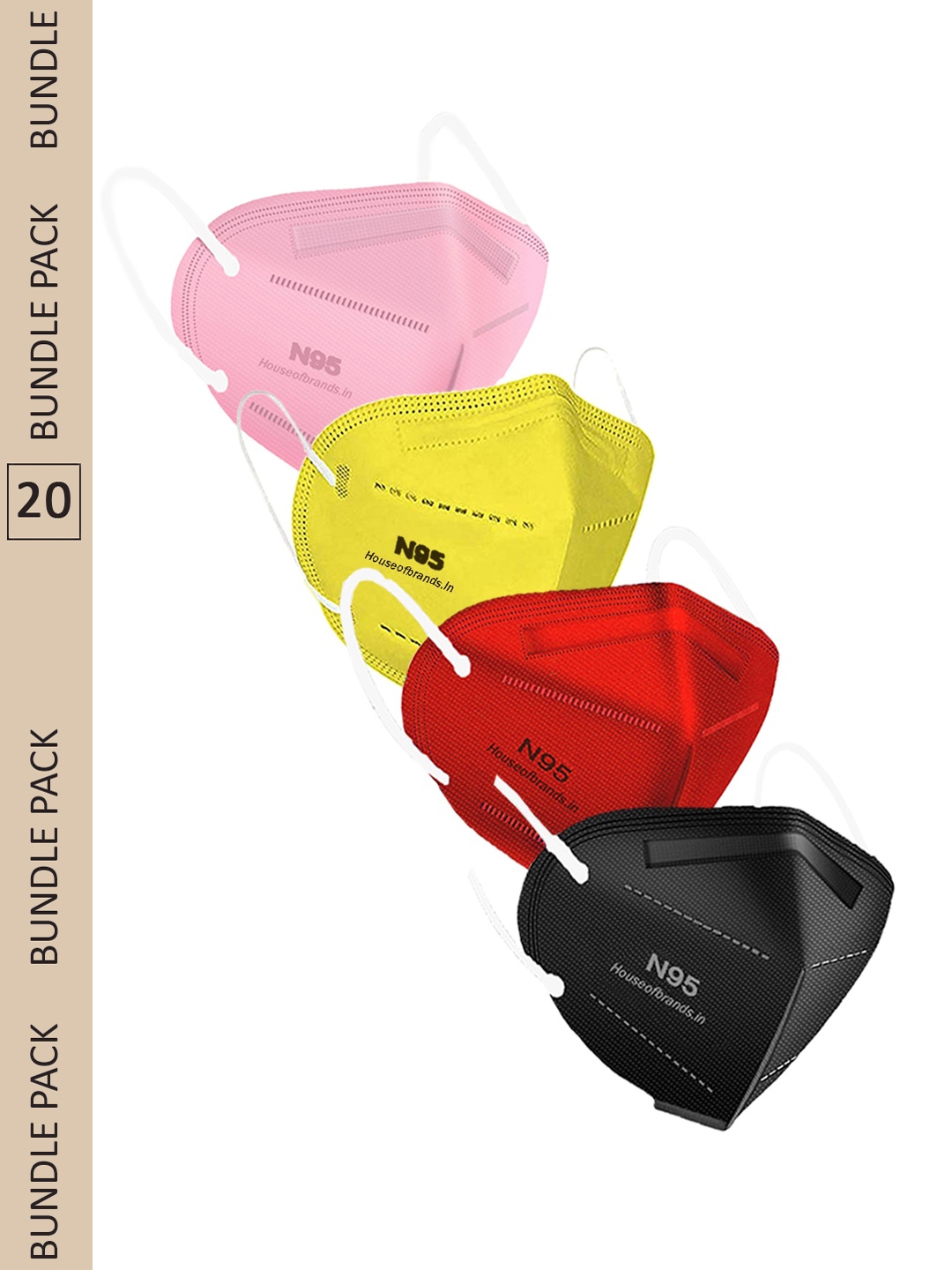 

Swiss Design Unisex Pack Of 20 5-Ply Dissposable Anti-Pollution N95 Face Masks, Assorted