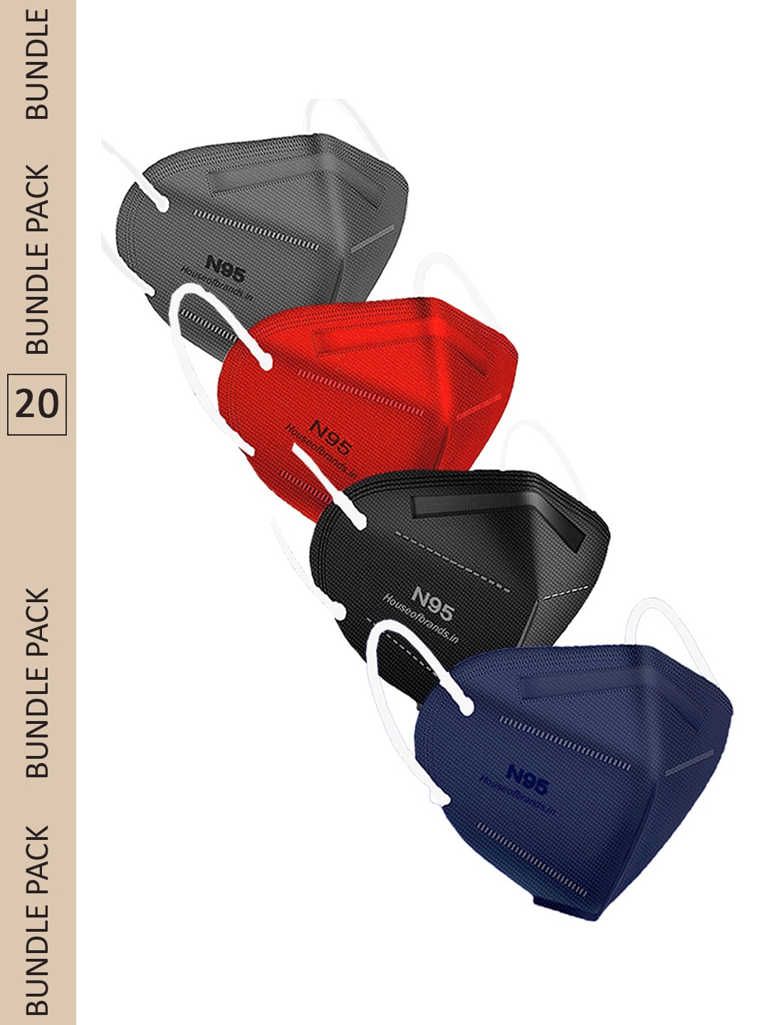 Swiss Design Pack Of 20 Assorted Anti-Pollution Disposable N95 Masks