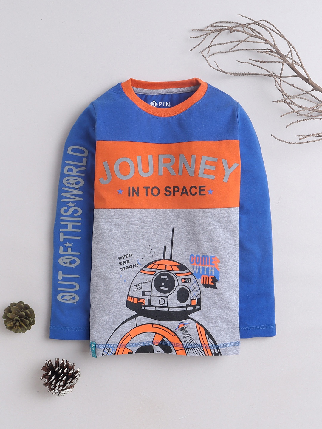 

3PIN Boys Typography Printed Cotton T-shirt, Blue