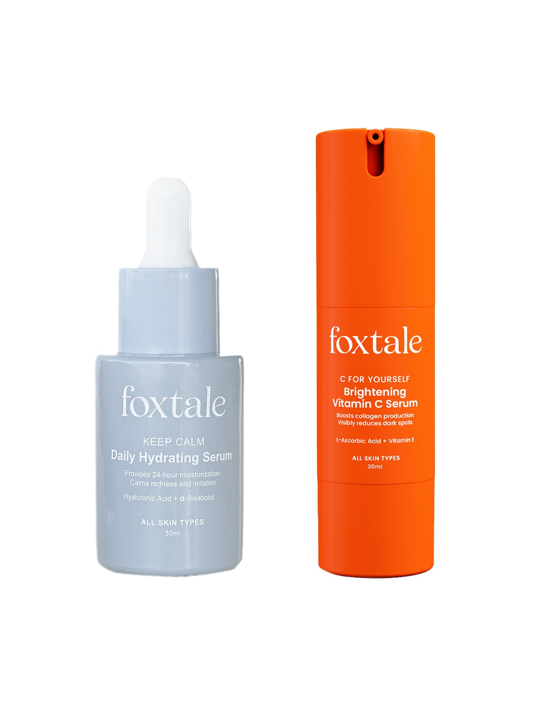 

FoxTale Set of Keep Calm Daily Hydrating Serum + Brightening Vit C Serum - 30 ml, Orange