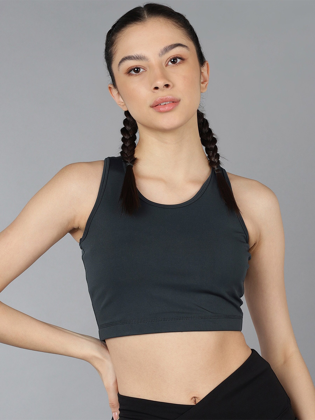 

Rock Paper Scissors Non Padded Non Wired Sports Bra, Charcoal