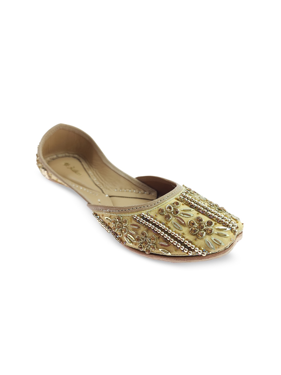 

Fulkari Women Embellished Ethnic Mojaris Flats, Khaki