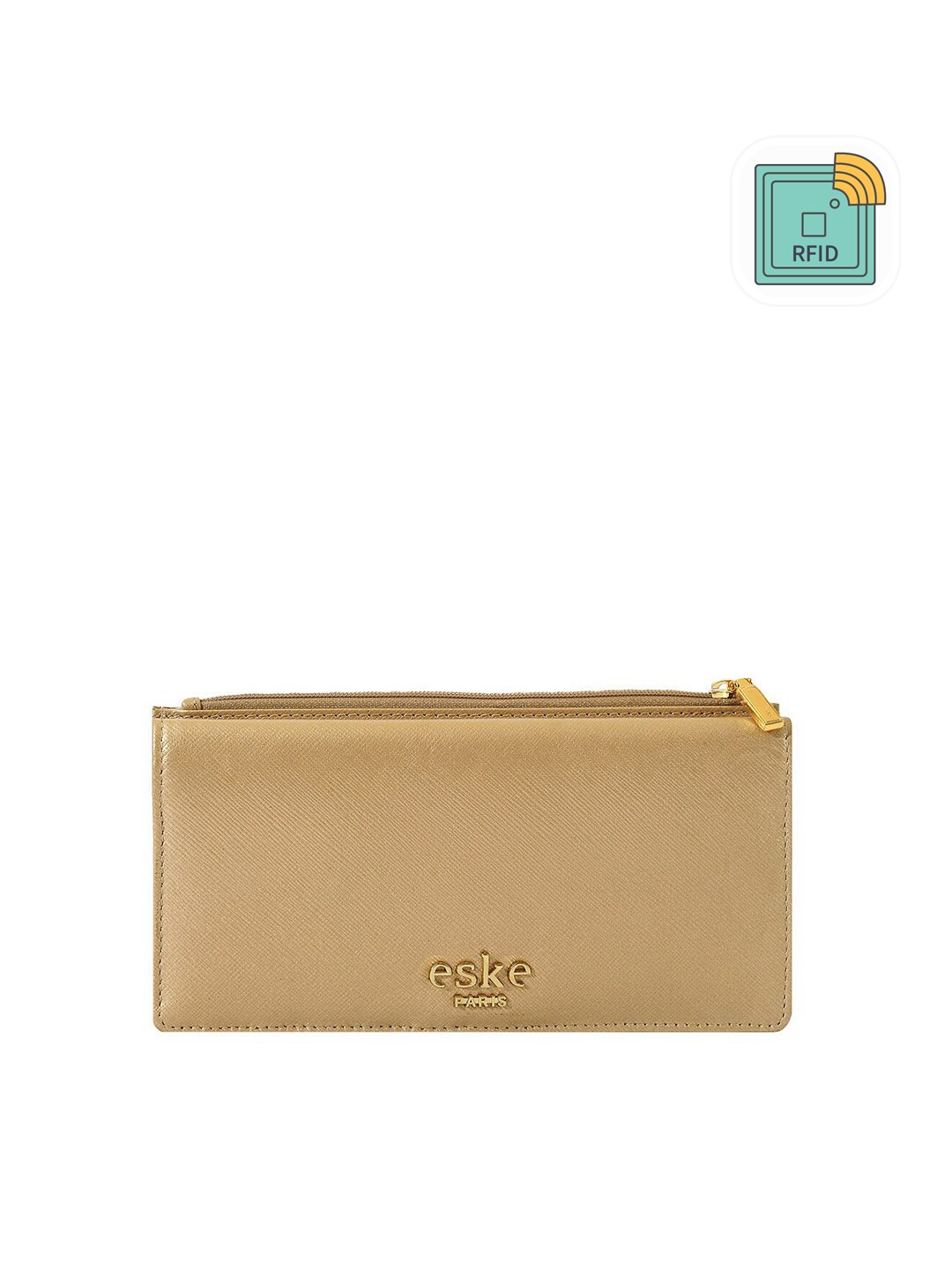 

Eske Women Gold-Toned Textured Leather Two Fold Wallet