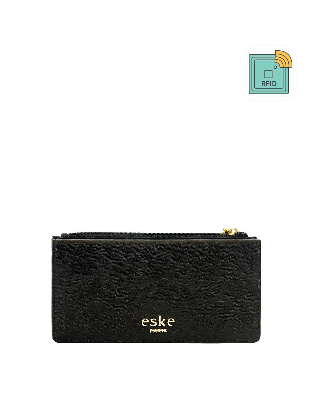 

Eske Women Black Textured Leather Two Fold Wallet