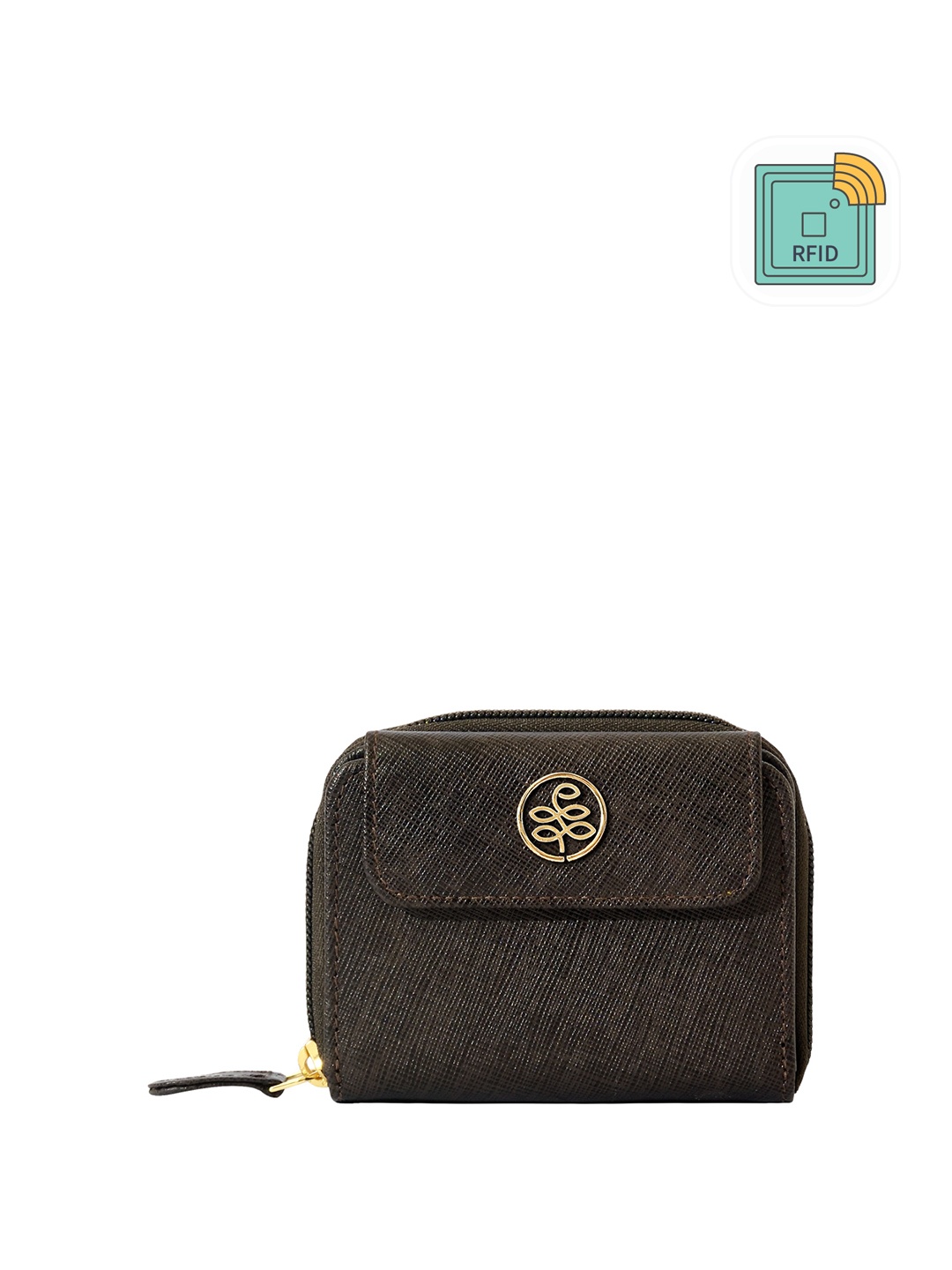 

Eske Women Textured Leather Three Fold Wallet, Brown