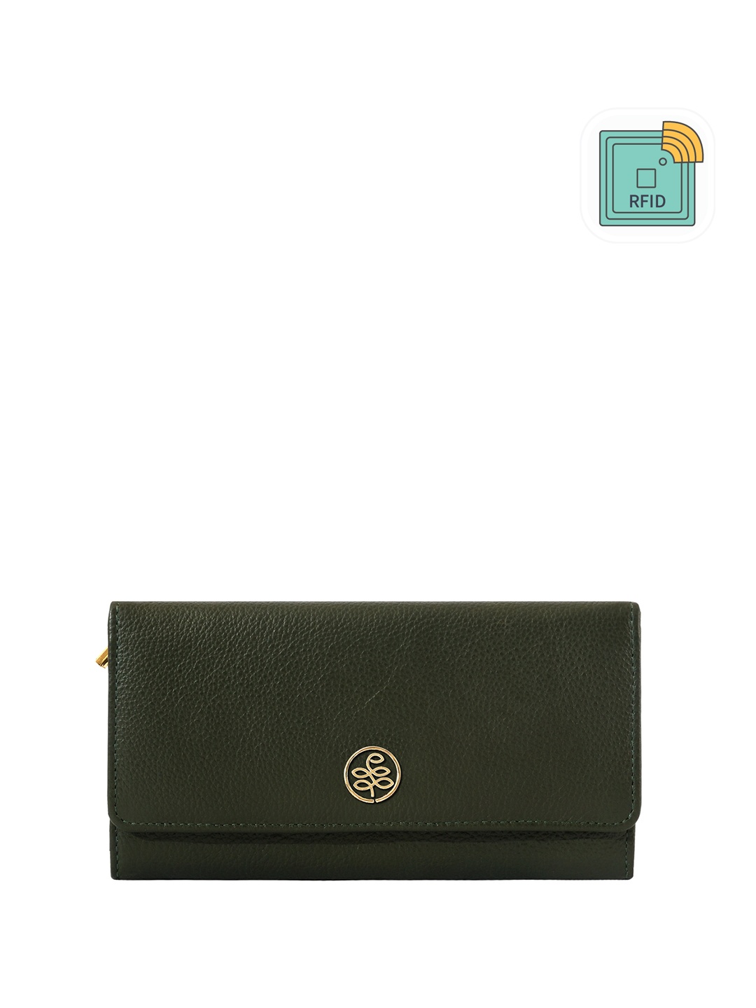 

Eske Women Leather Three Fold Wallet, Green