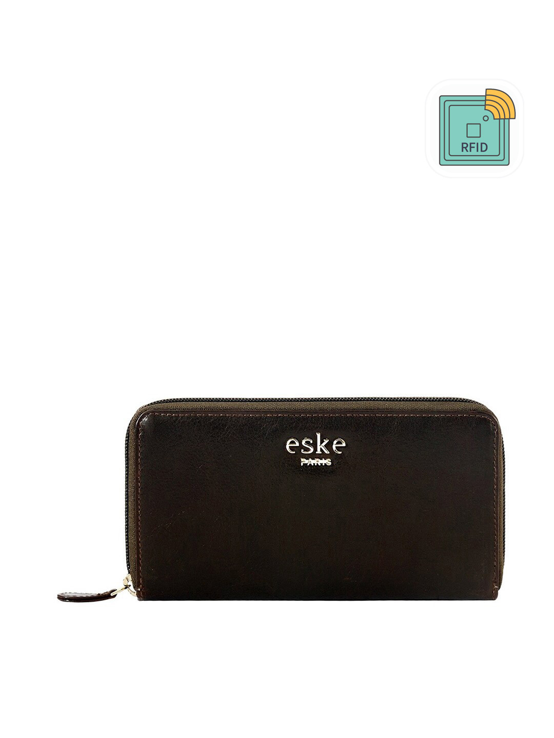 

Eske Women Leather Zip Around Wallet, Brown