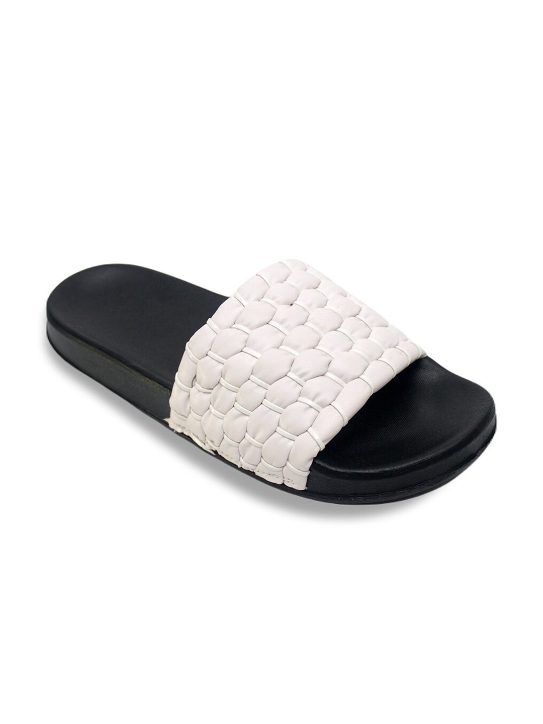 

ADIVER Women Self Design Sliders, White