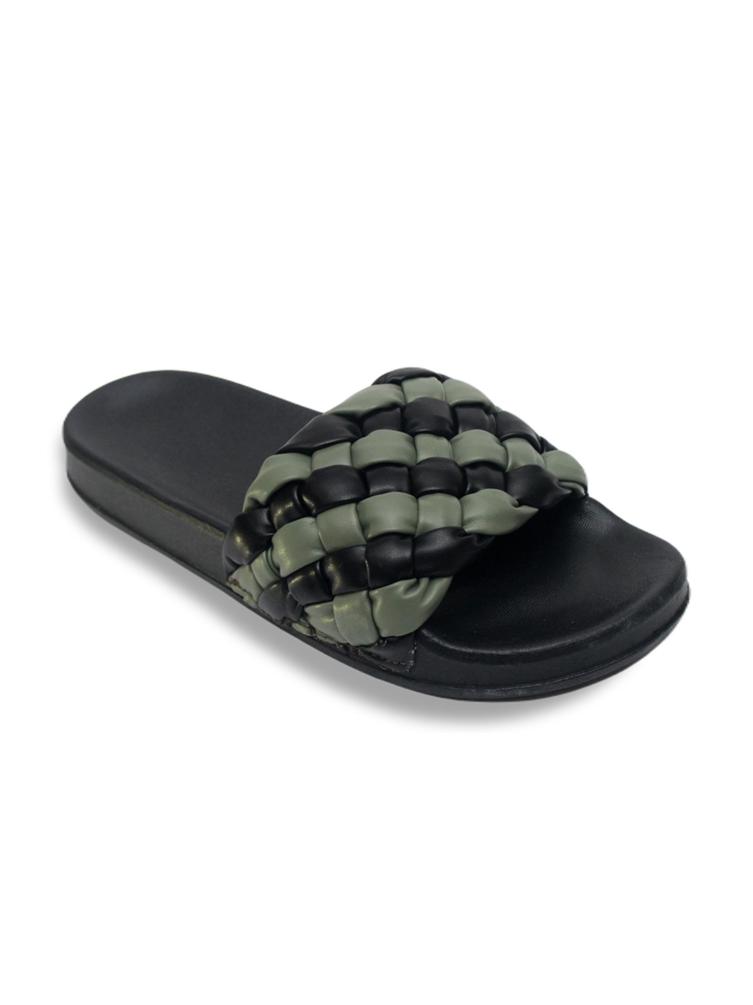 

ADIVER Women Self Design Sliders, Black