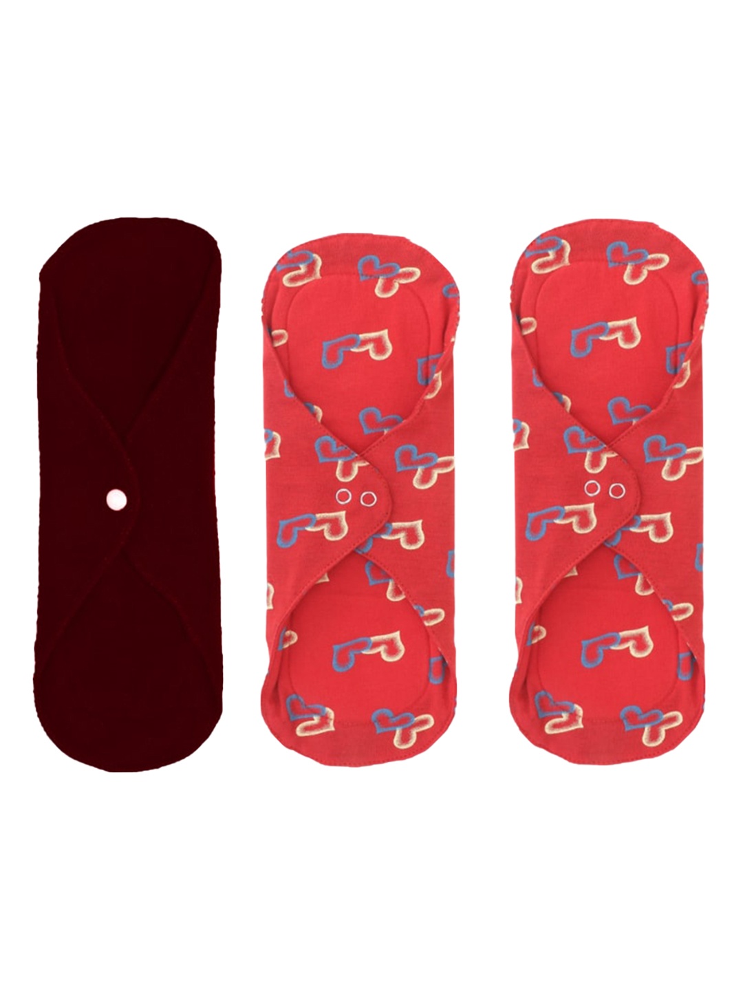 

CareDone Set Of 3 Leak Proof Reusable Sanitary Cloth Pads, Maroon