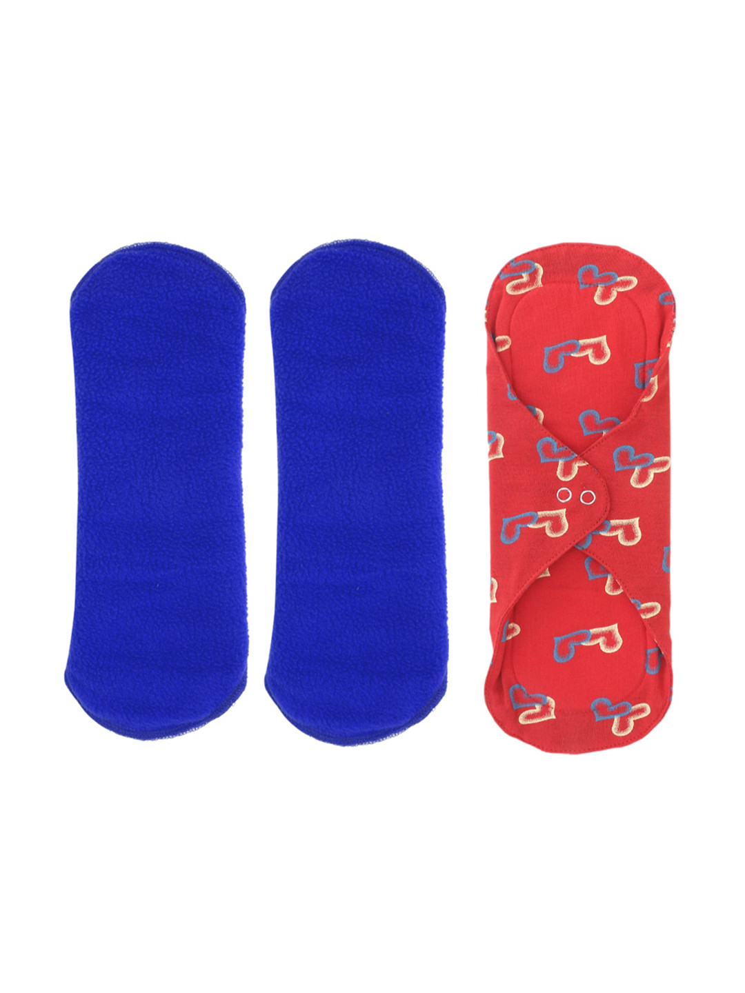 

CareDone Set Of 3 Leak Proof Reusable Organic Cotton Sanitary Cloth Pads, Blue