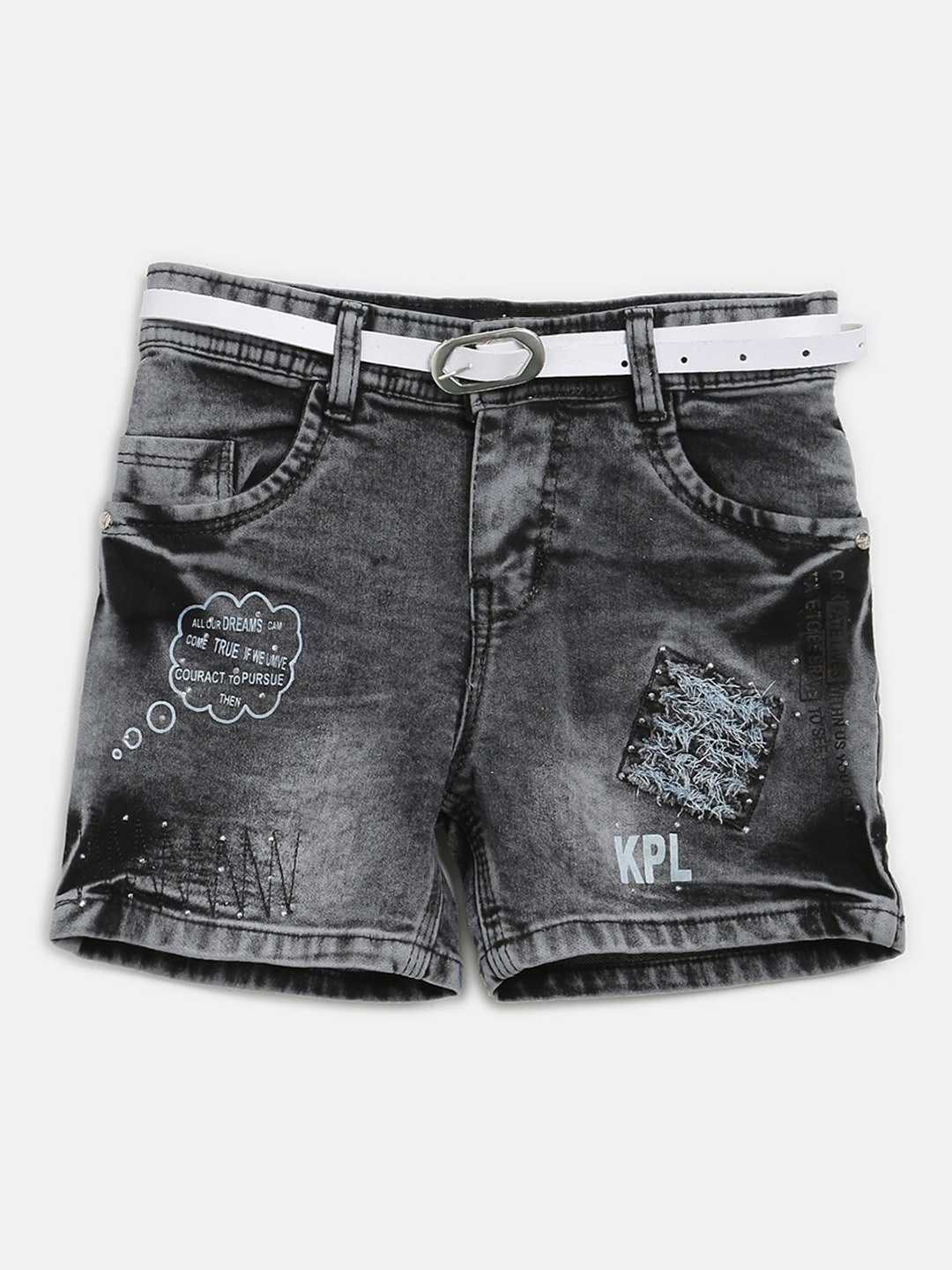 

V2 Value & Variety Girls Washed Cotton Denim Shorts, Black