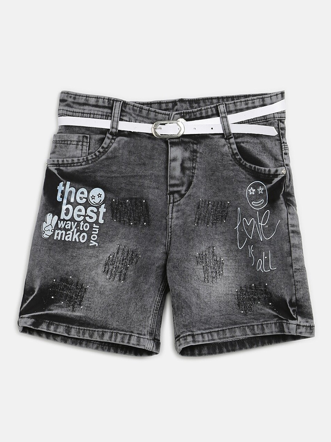 

V2 Value & Variety Girls Washed Cotton Denim Shorts, Black