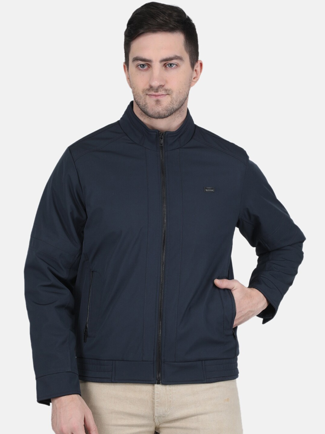 

Monte Carlo Men Mock Collar Bomber Jacket, Navy blue