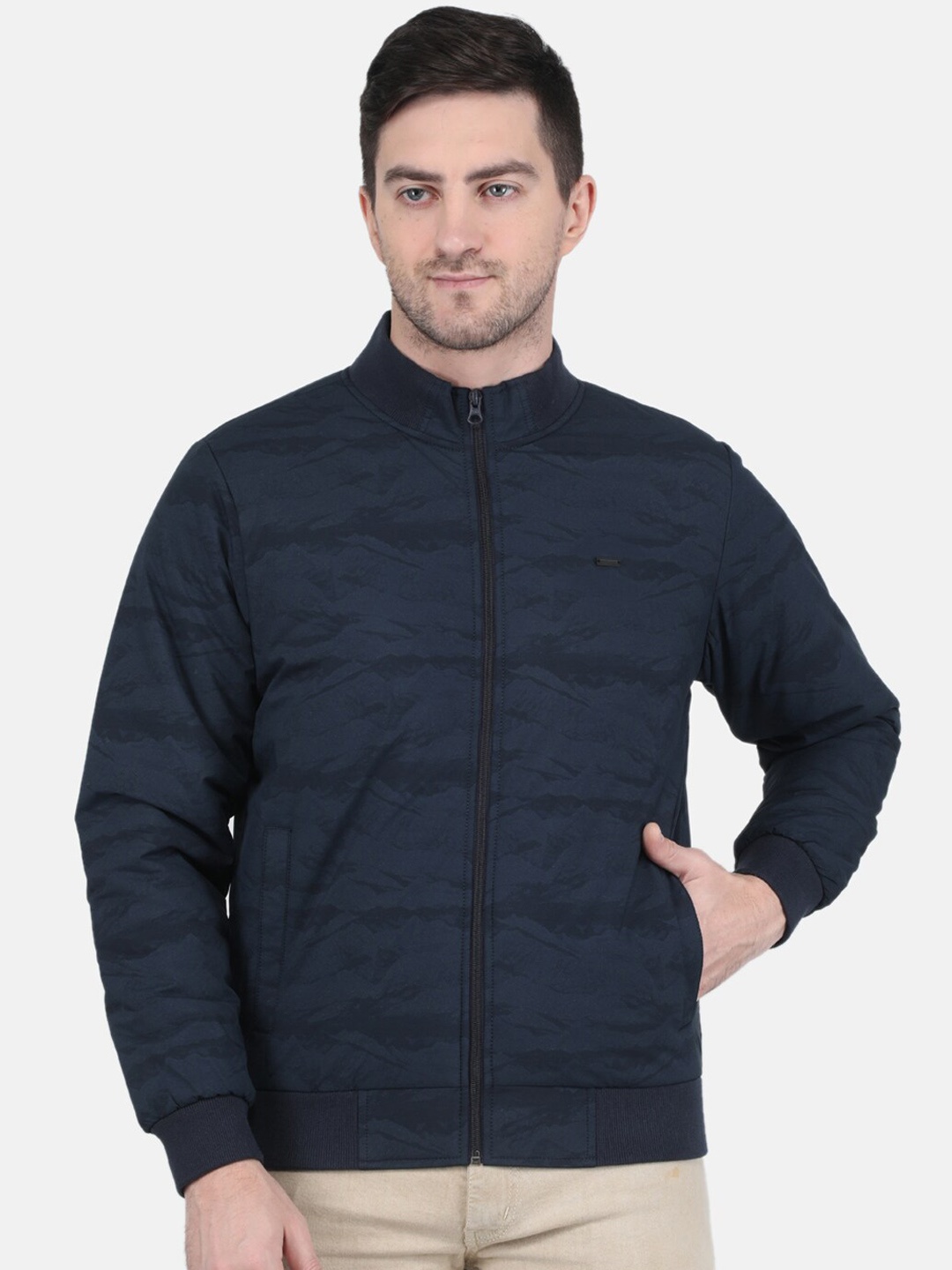 

Monte Carlo Men Mock Collar Bomber Jacket, Navy blue