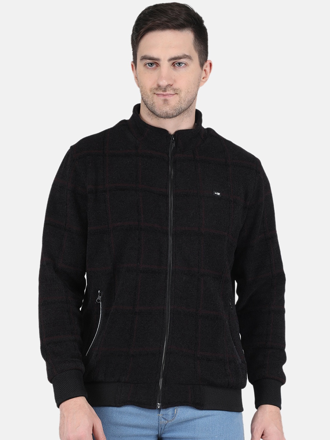 

Monte Carlo Men Checked Bomber Jacket, Maroon