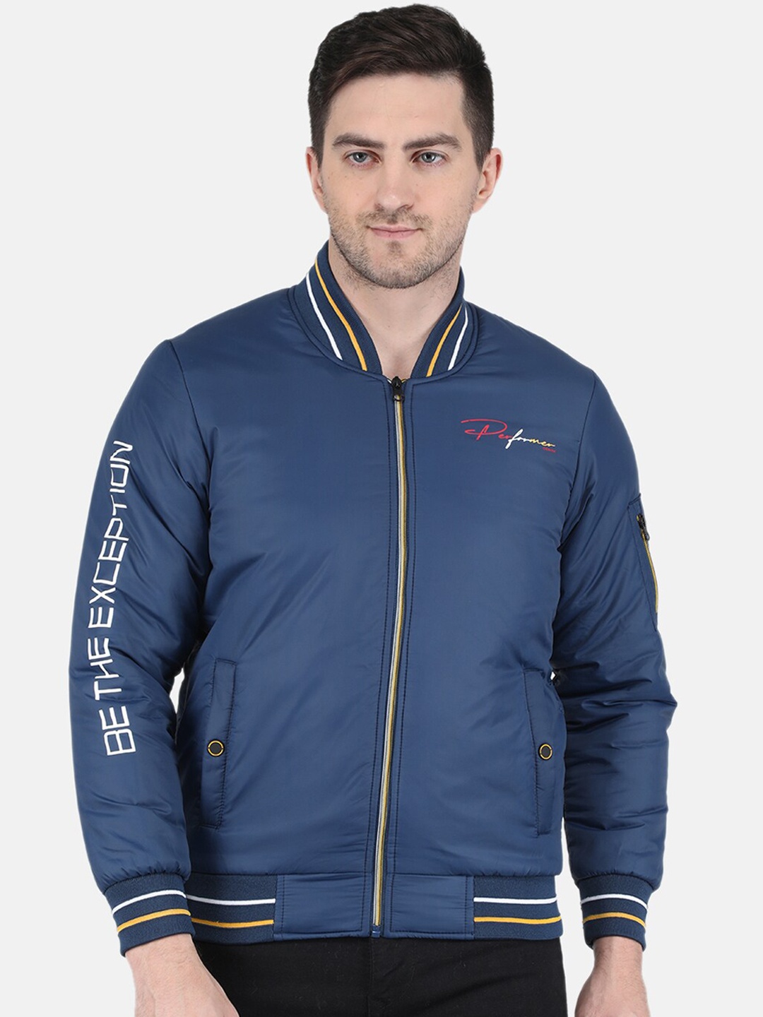 

Monte Carlo Men Typography Bomber Jacket, Blue