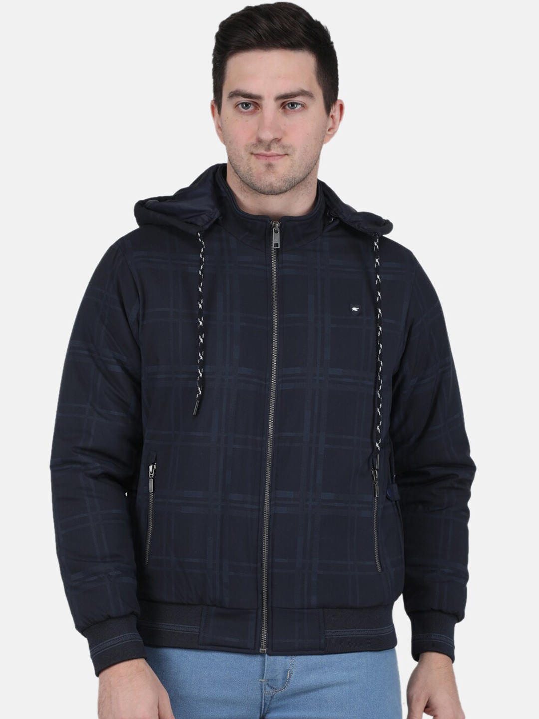 

Monte Carlo Men Checked Bomber Jacket, Navy blue