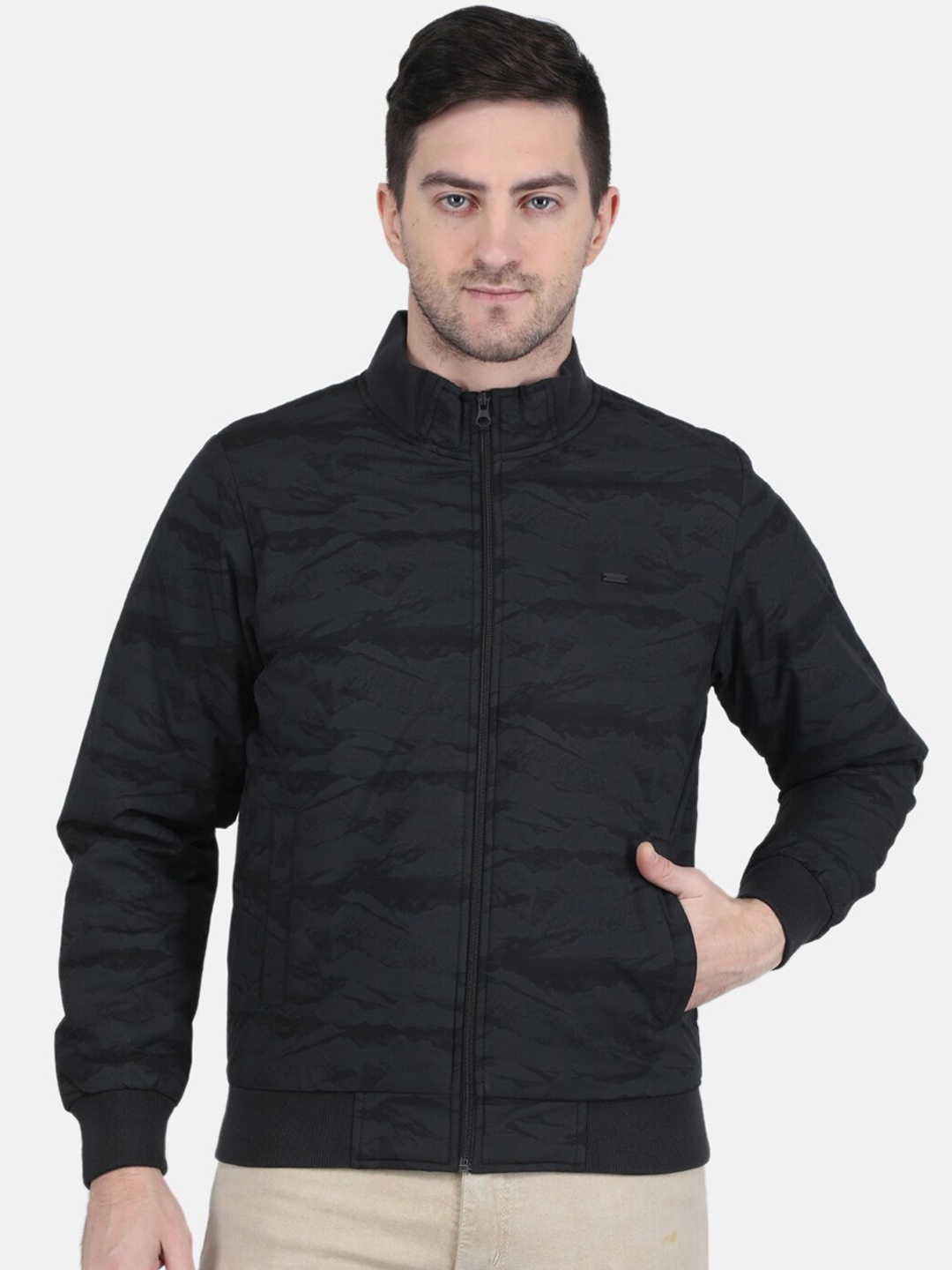 

Monte Carlo Men Printed Bomber Jacket, Black