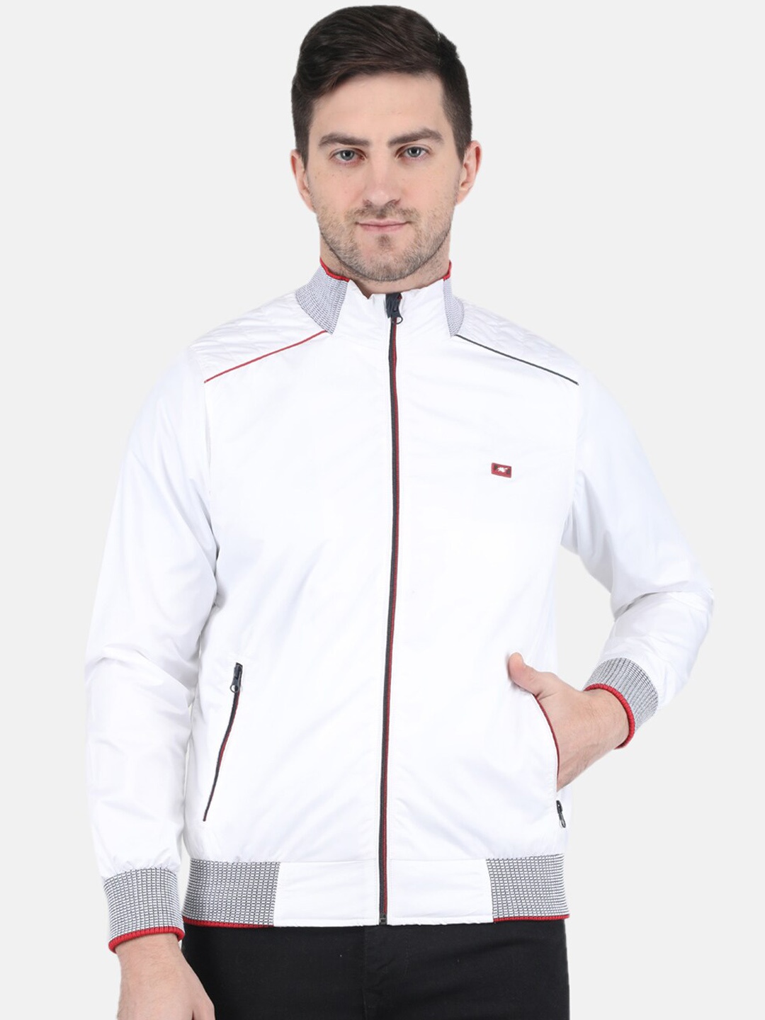 

Monte Carlo Men Colourblocked Bomber Jacket, White