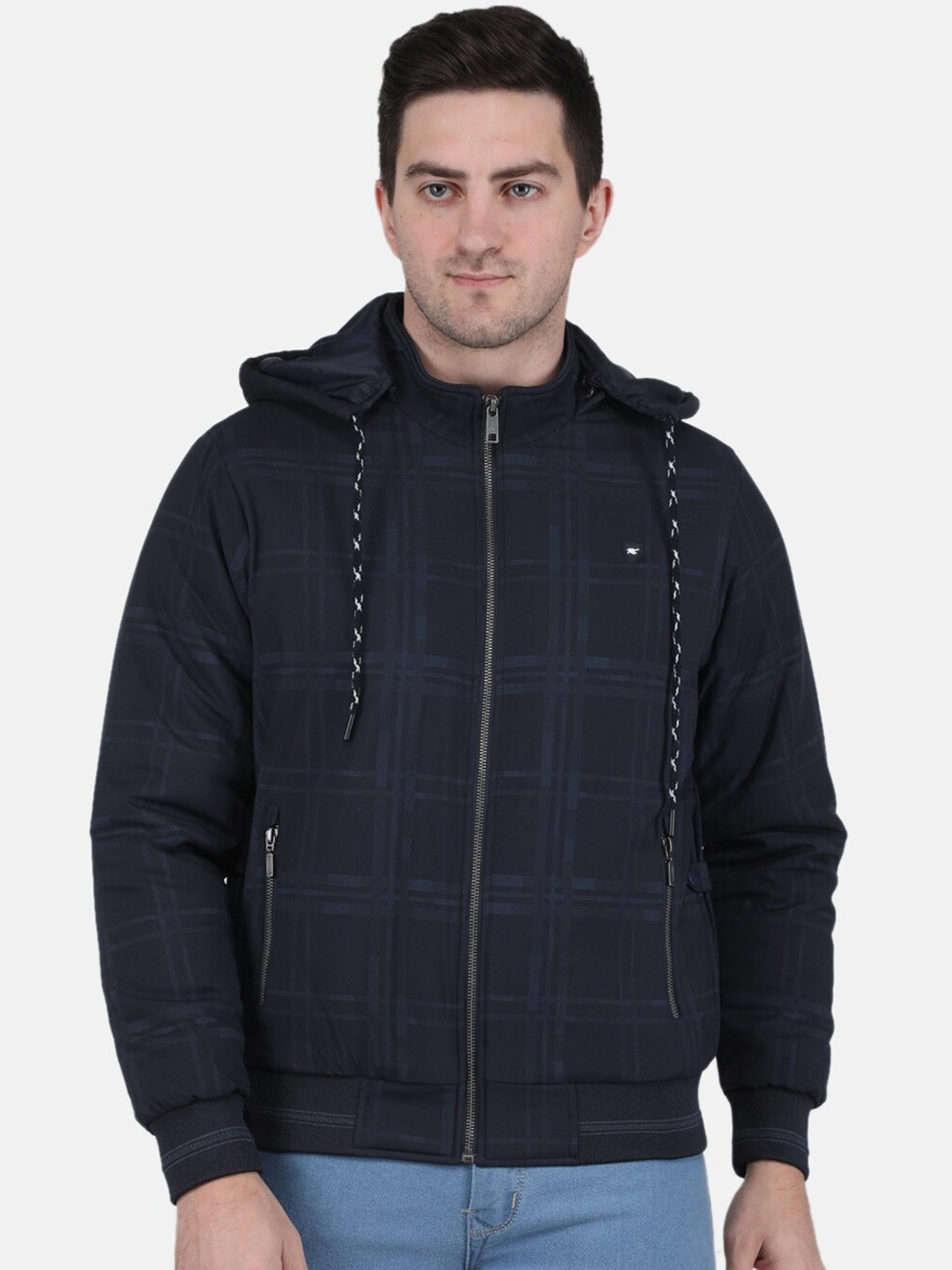 

Monte Carlo Men Checked Bomber Jacket, Navy blue