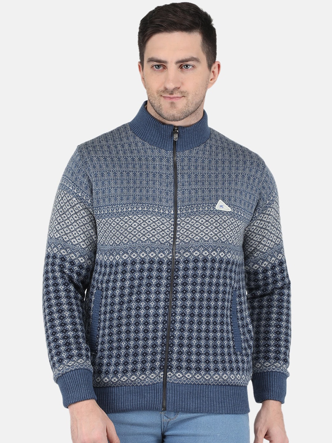 

Monte Carlo Men Geometric Bomber Jacket, Blue