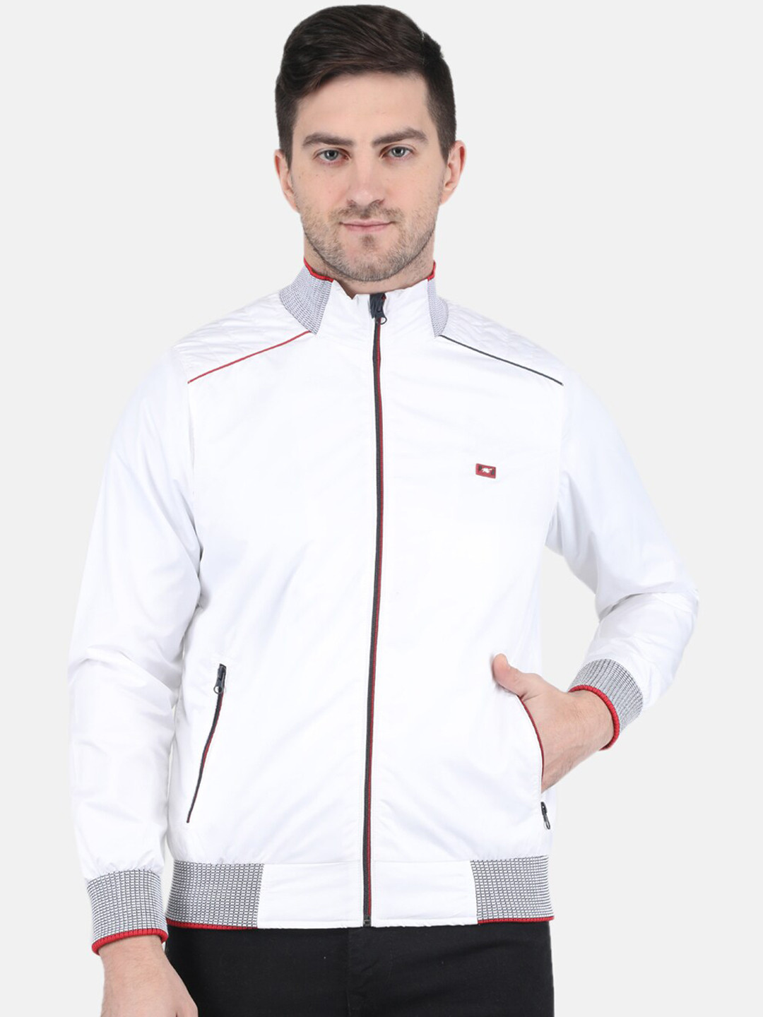 

Monte Carlo Men Mock Collar Bomber Jacket, White