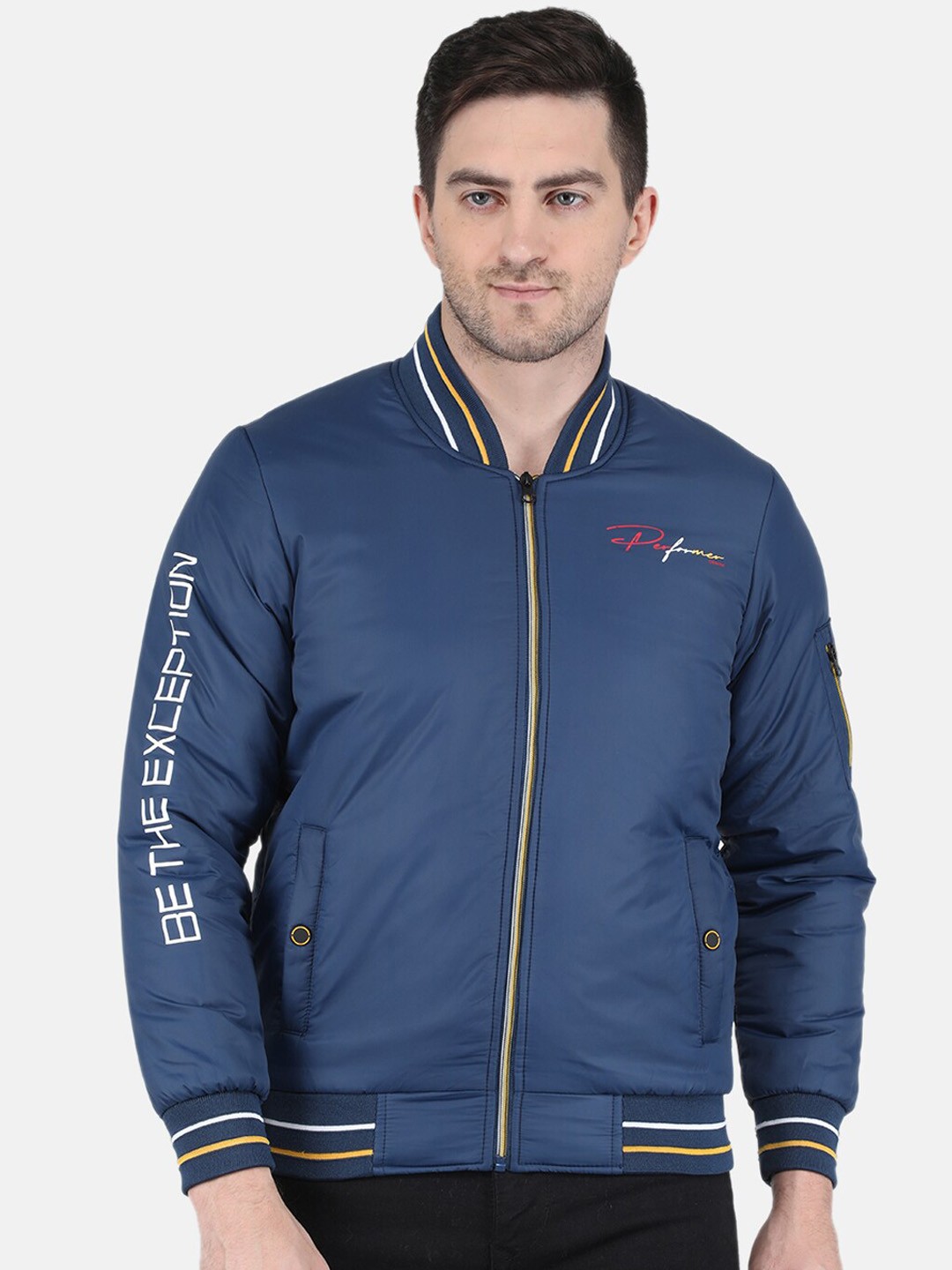 

Monte Carlo Men Typography Bomber Jacket, Blue