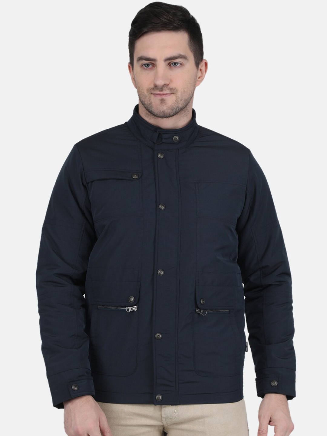 

Monte Carlo Men Mandarin Collar Padded Jacket, Navy blue