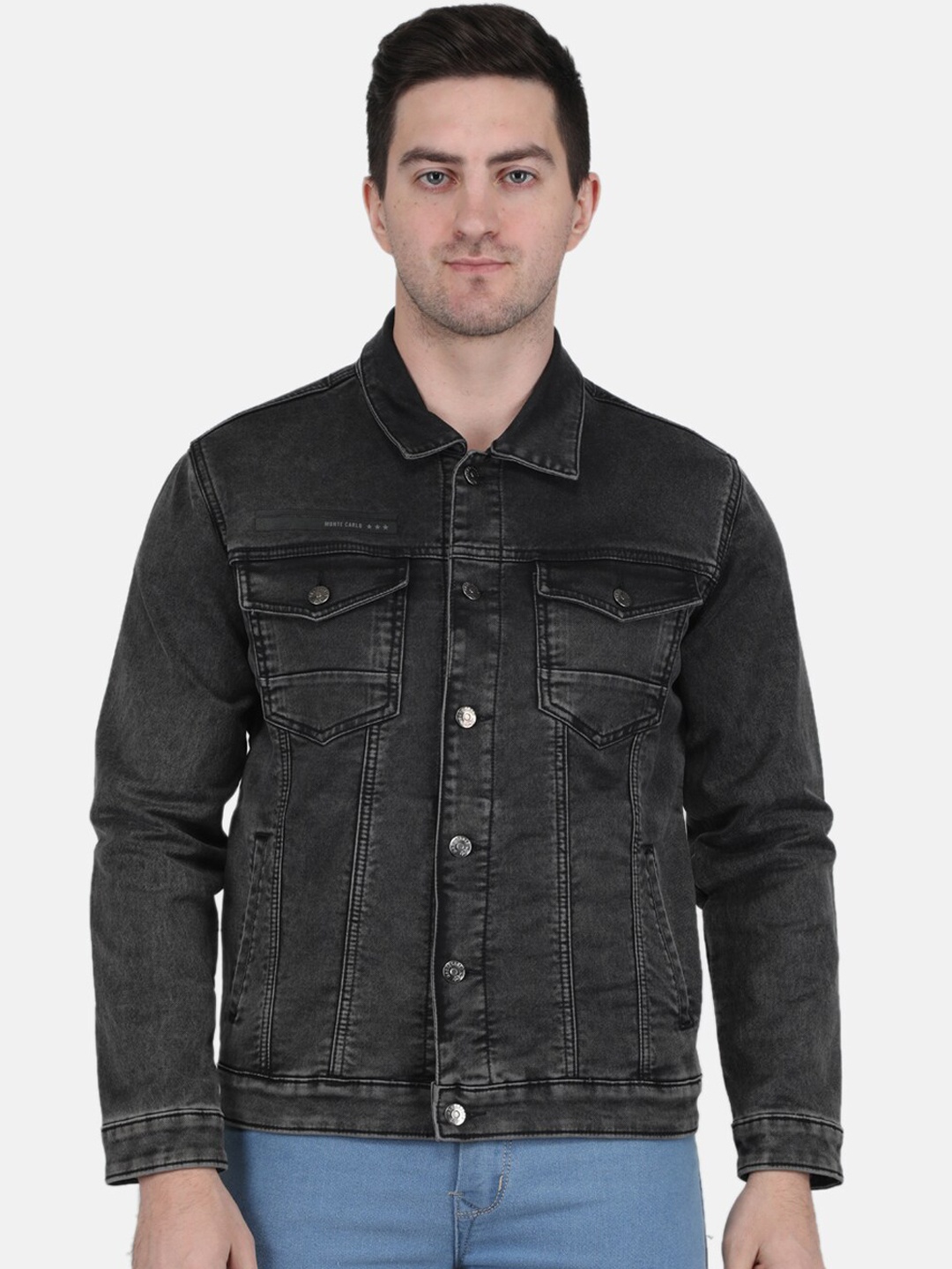 

Monte Carlo Men Washed Cotton Denim Jacket, Blue