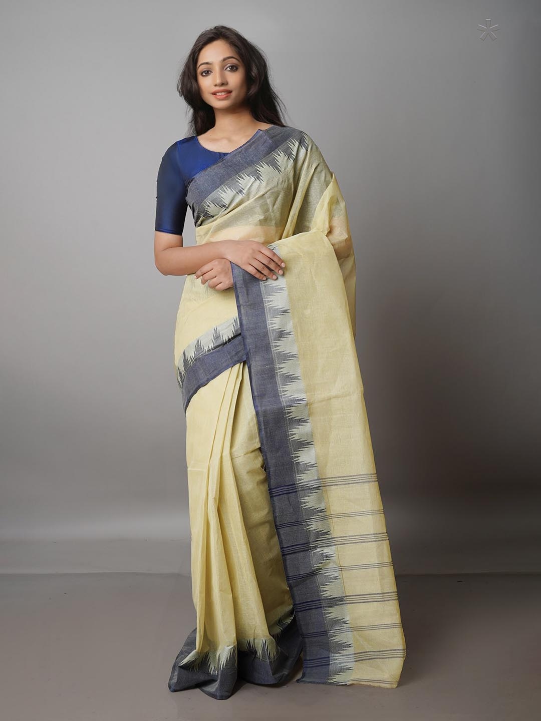

Unnati Silks Pure Cotton Taant Saree, Cream
