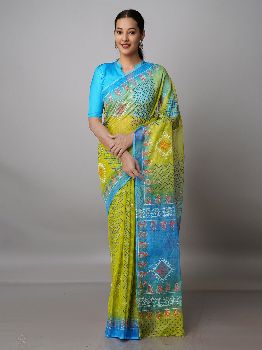

Unnati Silks Pure Cotton Handloom Saree, Green