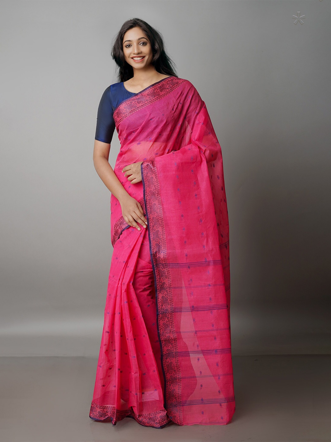 

Unnati Silks Woven Design Pure Cotton Taant Saree, Pink