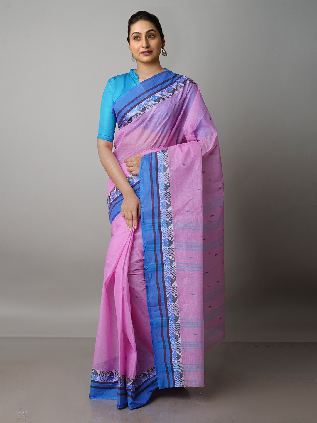 

Unnati Silks Woven Design Pure Cotton Taant Saree, Pink