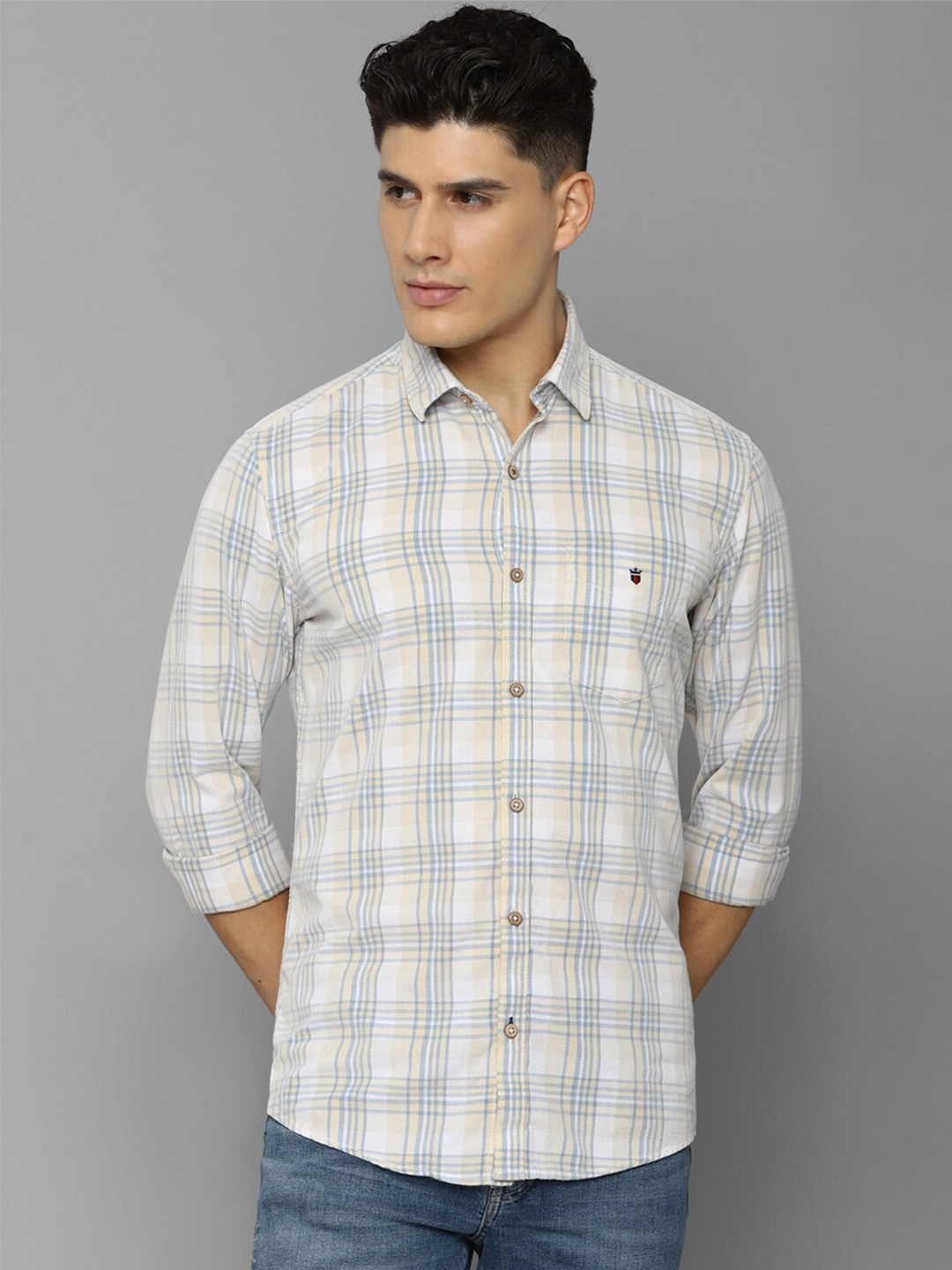 

Louis Philippe Sport Men Slim Fit Checked Cotton Casual Shirt, White