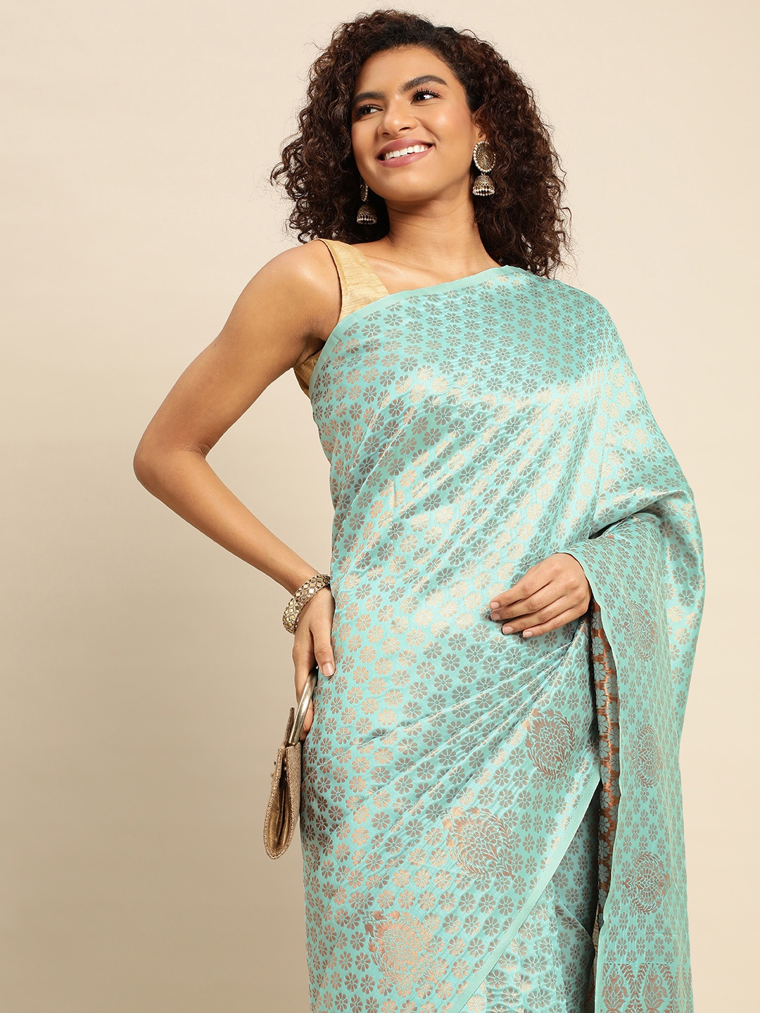 

Pothys Woven Design Ethnic Motifs Zari Art Silk Banarasi Saree, Blue
