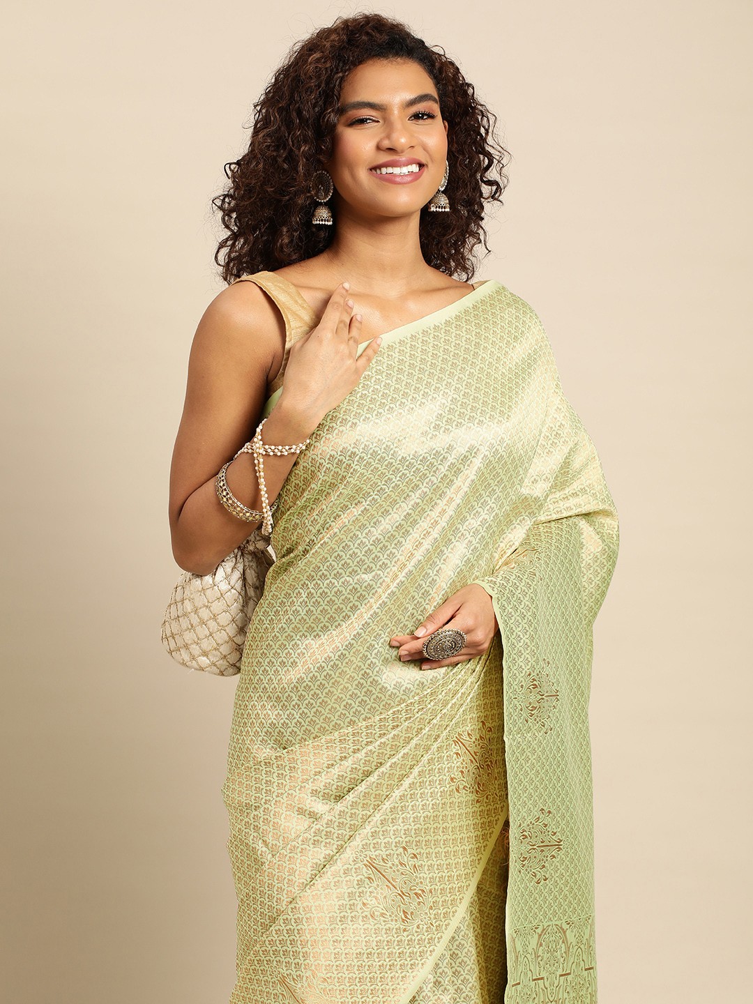 

Pothys Woven Design Ethnic Motifs Zari Art Silk Banarasi Saree, Green