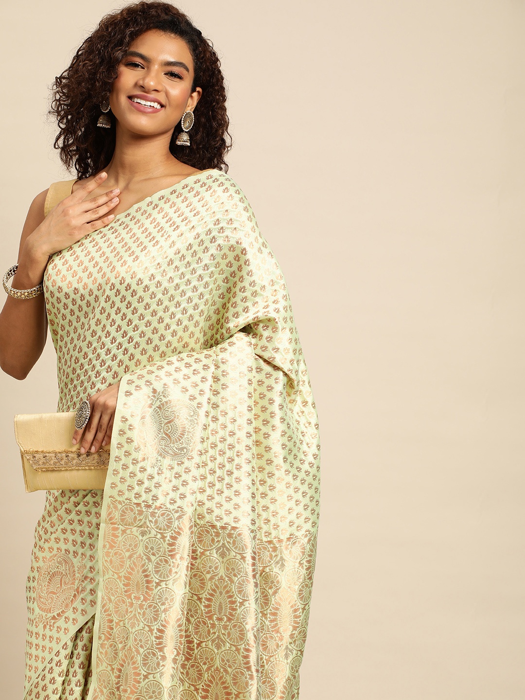 

Pothys Woven Design Ethnic Motifs Zari Art Silk Banarasi Saree, Green