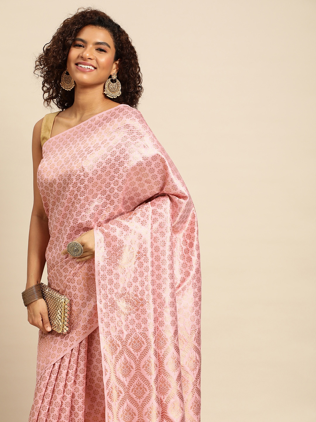 

Pothys Ethnic Motifs Zari Art Silk Banarasi Saree, Pink