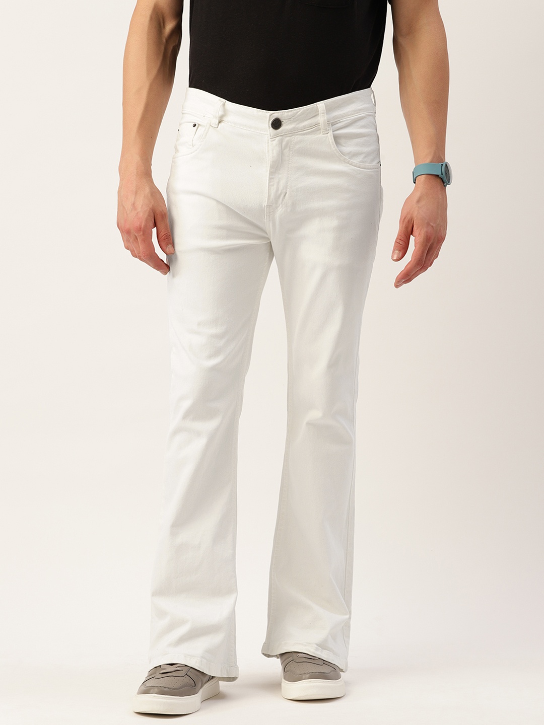 

PARIS HAMILTON Men Bootcut Stretchable Retro Denims Jeans, White