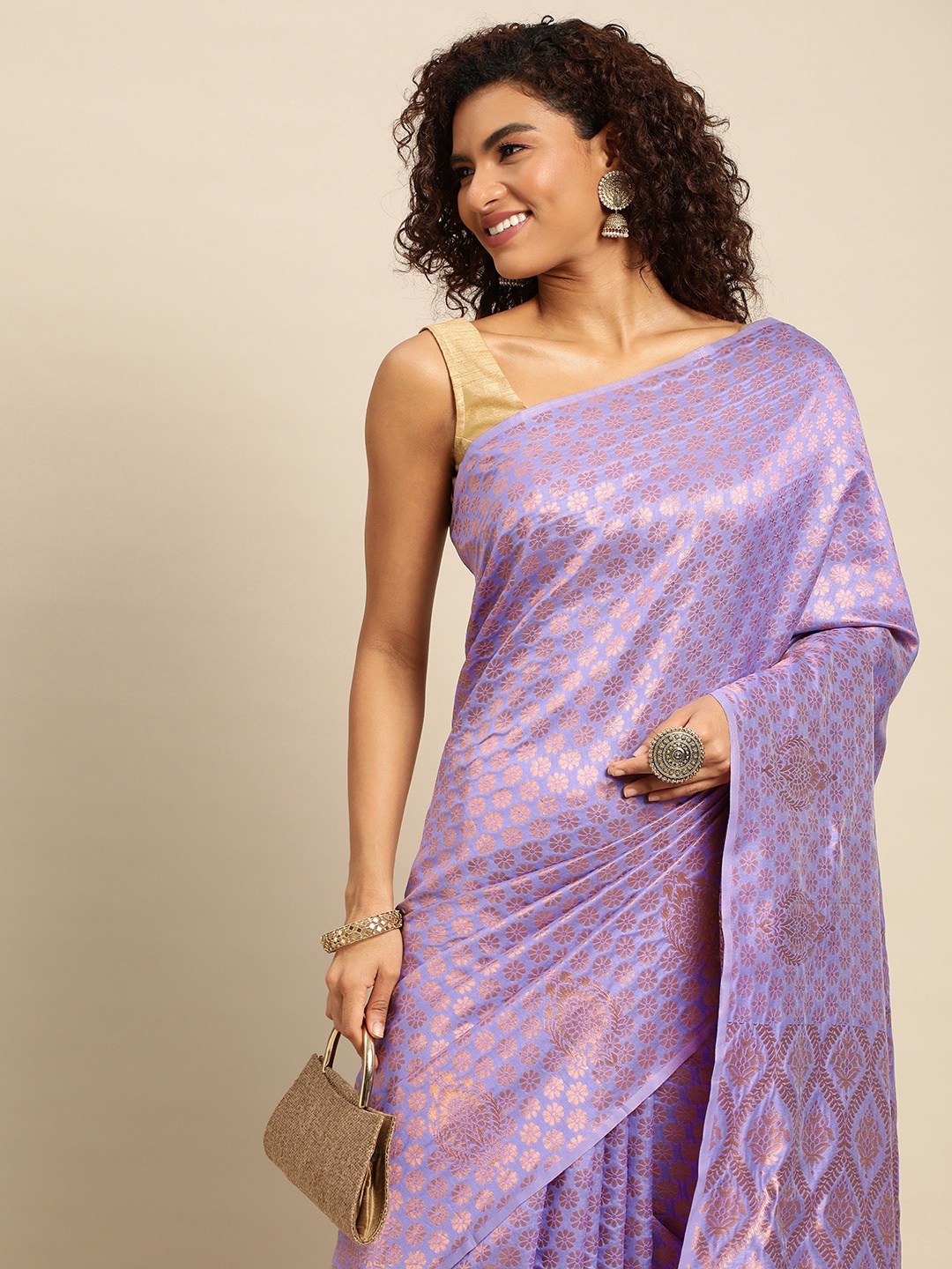

Pothys Woven Design Ethnic Motifs Zari Art Silk Banarasi Saree, Lavender