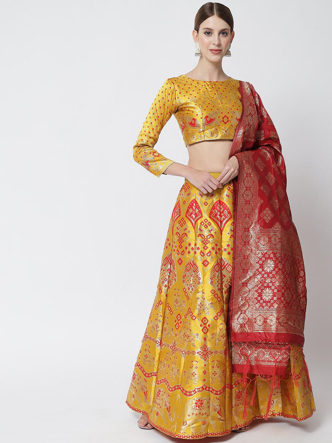 

Mitera Semi-Stitched Lehenga & Unstitched Blouse With Dupatta, Yellow