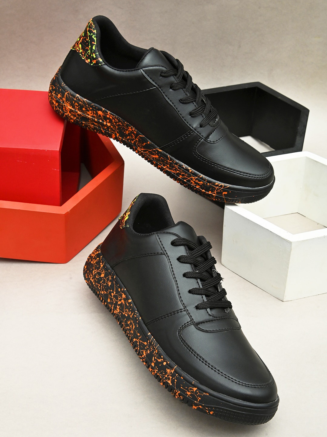 

Killer Men Lightweight Lace-Ups Round Toe Sneakers, Black
