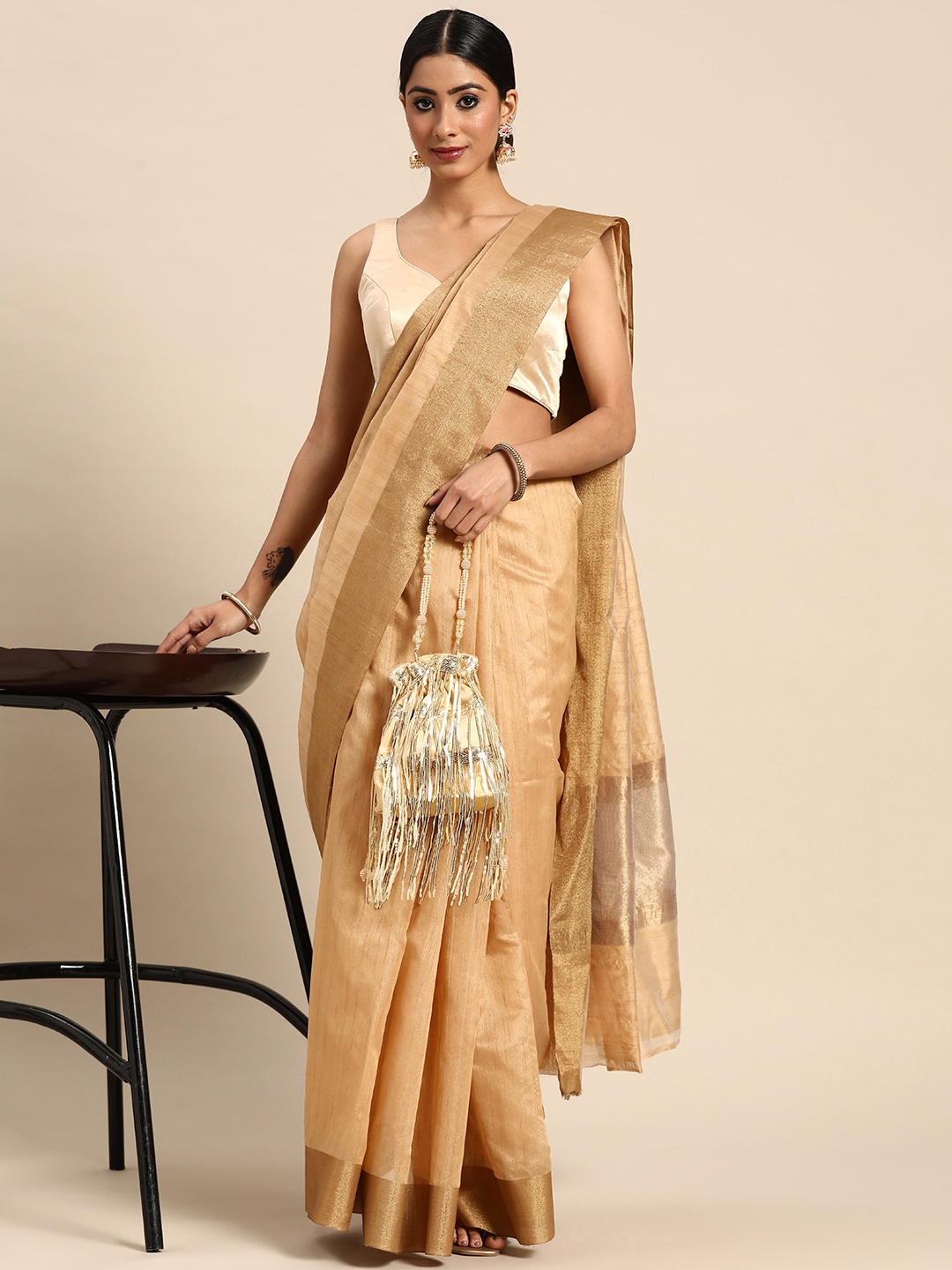 

all about you Woven Design Saree, Beige