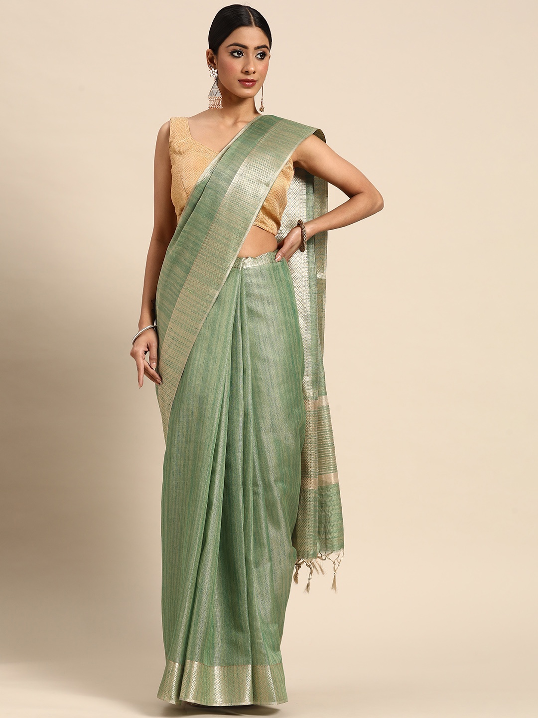 

all about you Solid Saree, Green