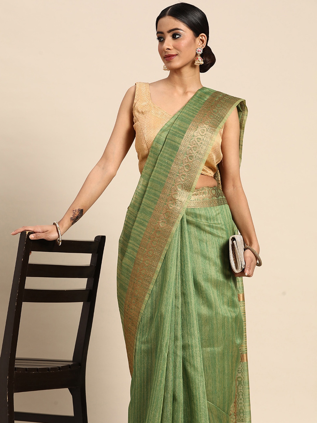 

all about you Solid Saree, Green