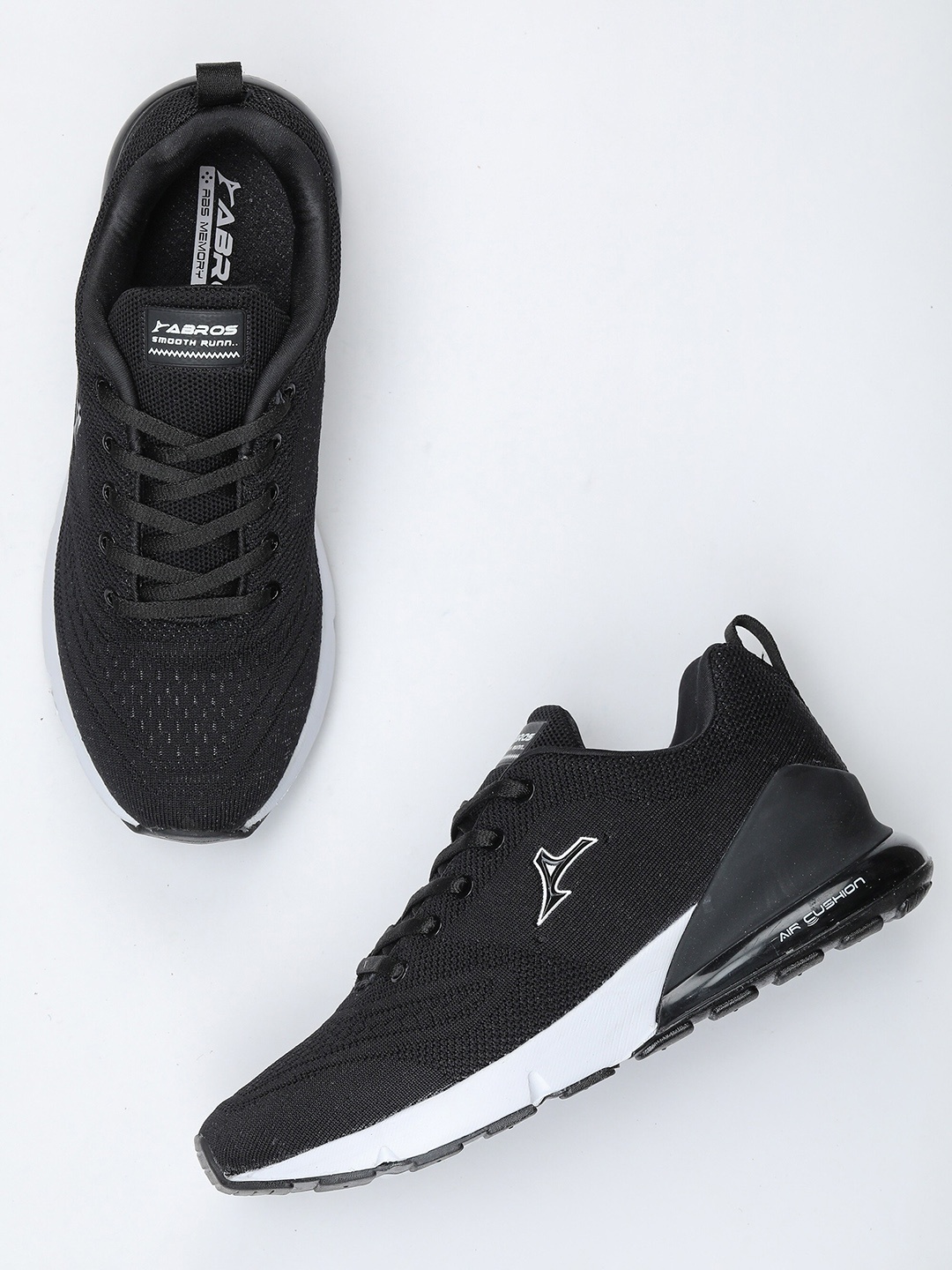 

ABROS Men Lace-Ups Mesh Running Sports Shoes, Black