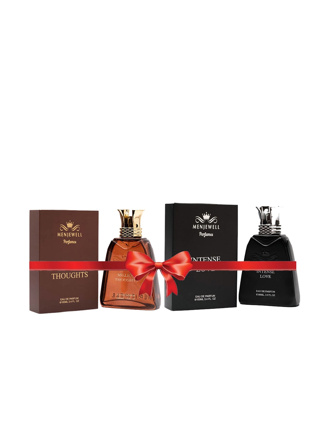 

Menjewell Men Set of Intense Love & Million Thought Premium Eau De Parfum - 100 ml each, Black